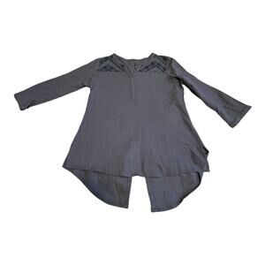 KUHL Linen V-Neck 3/4 Sleeve Blue/Gray Top Women's Size S Cottage Minimalist